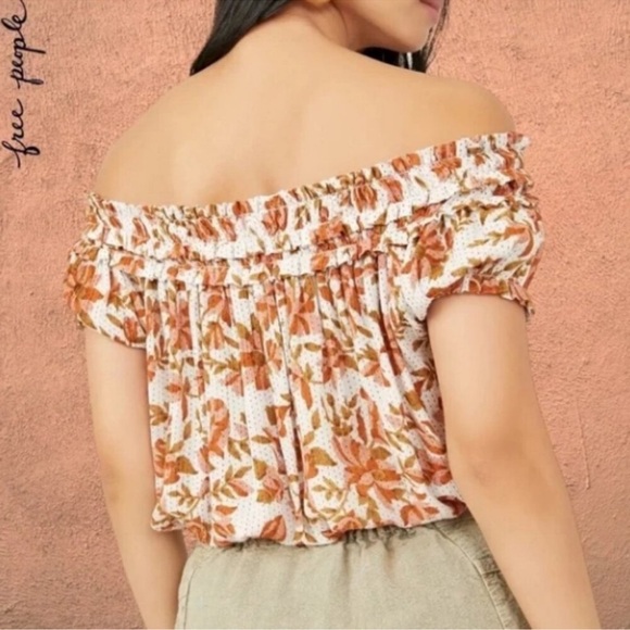 Free People Suki Floral Off Shoulder Top Size XL - Picture 5 of 12
